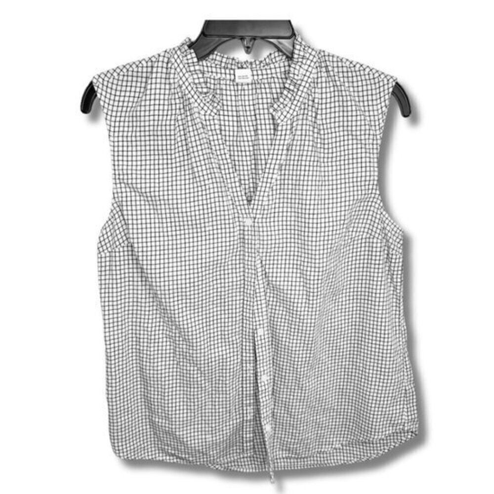 Gingham Black White Sleeveless Blouse